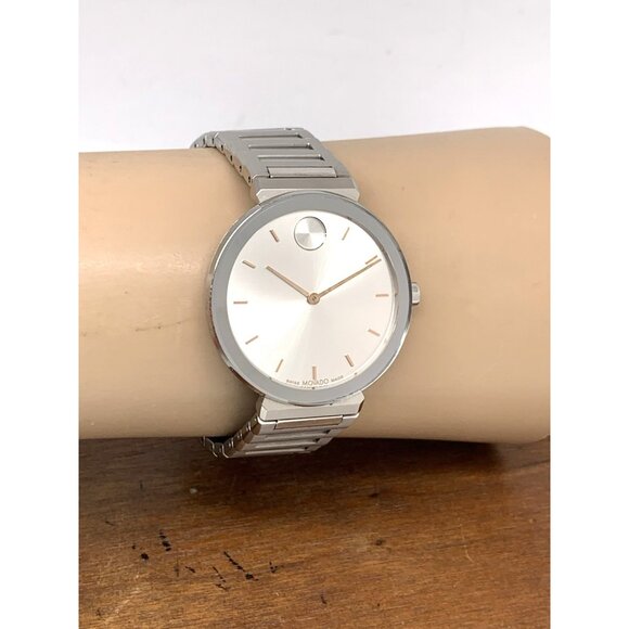 Movado Women's Watch 3601090 Bold Swiss Quartz Silver Dial Stainless Steel 34mm - Picture 11 of 14